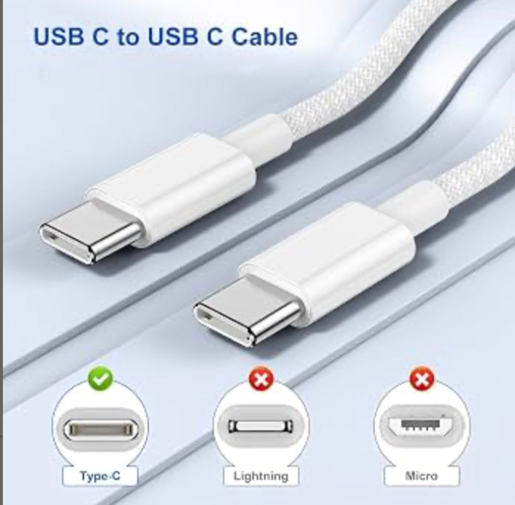 🔌 USB-C to USB-C Fast Charging Cable 2M (6.6 ft) – Durable Charging & Data Cable