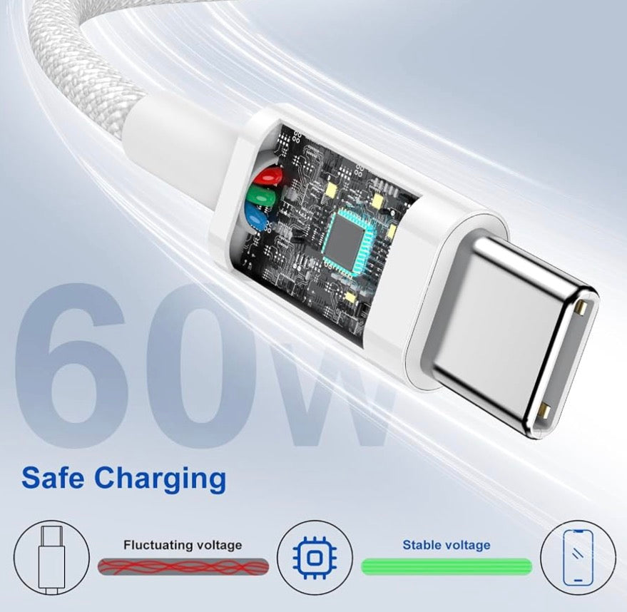 🔌 USB-C to USB-C Fast Charging Cable 2M (6.6 ft) – Durable Charging & Data Cable